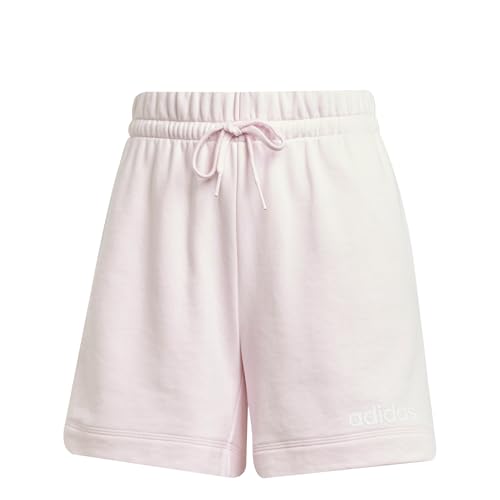 adidas Mujer Essentials Linear French Terry Shorts, Clear Pink/White, L
