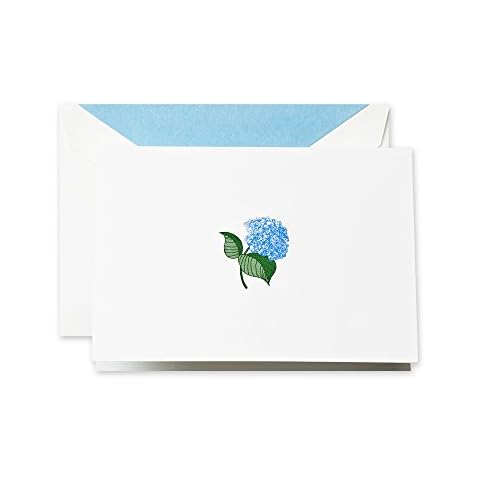 Crane & Co. Hand Engraved Blue Hydrangea Note (RF1407), Pack of 10 Cover