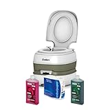 Enders Campingtoilette Starter-Set - Kleine Outdoor Campingtoilette inkl. Sanitärflüssigkeit und Klopapier, Mobile Chemietoilette, Campingklo, WC Toilettensitz - Weiß