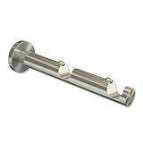 2-läufige Ausführung INTERDECO Gardinenstangen Träger (Doppel-Wandhalter), Edelstahl Optik 7,5 und 13,5 cm Abstand offen 2-läufig 16 mm Ø Mera