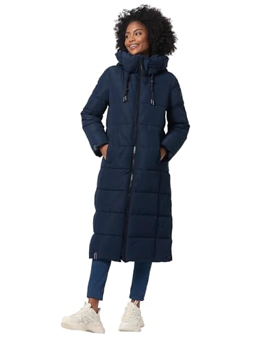 Damen Winterjacke Steppmantel lang gesteppter Mantel Winter Parka Jacke warm B985 [B985-Nadeshik-Navy-Gr.L]