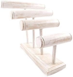 Grande Espositore a braccialetti/orologi 4 semainer in legno finitura bianco cérusé