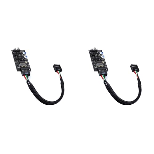 Qomcsrl 2X Conector de Concentrador USB de 9 Pines Divisor USB 1 A 3 USB2.0 Cable de Placa de Cabecera de 9 Pines para Refrigeración por Agua