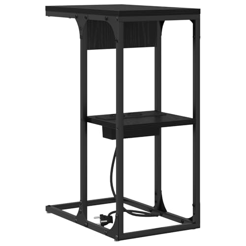 Table de chevet en chêne noir 41,5x26x60,5 cm avec rangement