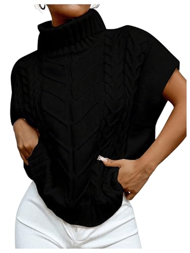 MakeMeChic Women's Turtleneck Cable Knit Sweater...