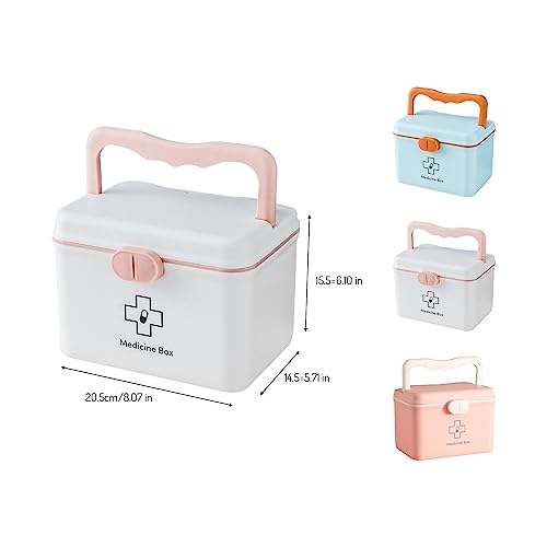 Image of HomeCloud Plastic First Aid Box with Tight Lock Mechanism & Convenient Handle | Multi-Purpose Medicine Storage Organizer for Medicines, Bandages, Ointments & Medical Tools (Pink)