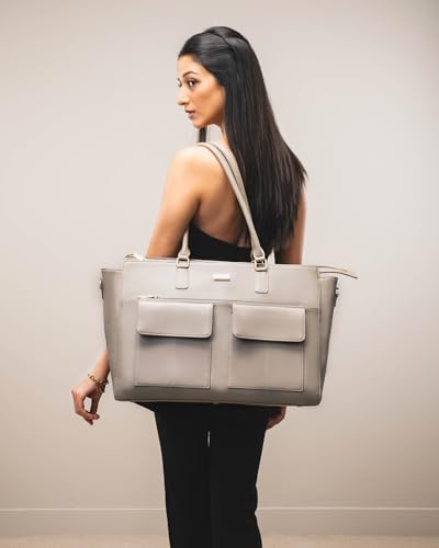 Image of Strokes by Namrata Mehta Oversized Tote Bag for 17 inch Laptop | Trolley Sleeve and Detachable Strap | Large Tote Bags for Women for Office Use, Work | 8 Pockets and Bottle Holder