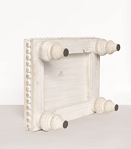 Felt Creative Home Goods Decorative Wood Risers for Decor | Tiered Tray Stand | Farmhouse Beaded Riser Stand for Decor | Wooden Pedestal Stand Large 12x16 Beaded Tray for Kitchen Coffee Bar (White) - Image 5