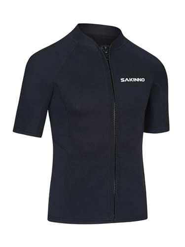 Camiseta de neopreno para hombre 2mm con manguita corta, cremallera, elástica, para surf, buceo y esnórquel miniatura 2