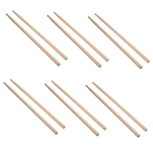 6 pares baquetas de madera para batería 40.50 cm miniatura 1