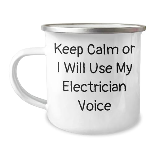 Funny Electrician Gifts: Keep Calm Electrician Humor Camping Mug for Electricians, Unique Christmas Unique Gifts for Electricians from Friends, Electrician Gifts for Electricians