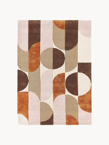 Image of 6x9 Feet (180x270 CM) Carpet for Living Room Hall & Bedroom - Beige Brown Modern Abstract Geometric Silk-Touch Luxury Hotel-Style Washable Anti-Skid Turkish Area Rug