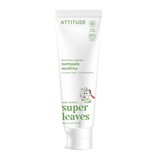 Attitude Fluoride-Free Toothpaste Plant- and Mineral-Based Ingredients Vegan Cruelty-Free and Sugar-Free Coconut and Mint EWG Verified 4.2 Oz