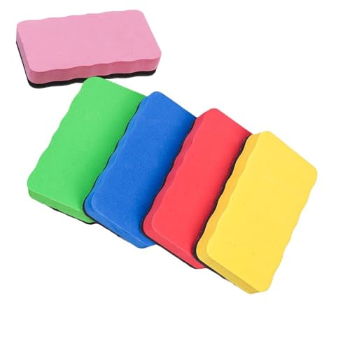Yuannee Borradores Magnéticos para Pizarra Blanca y Tiza,5 PCS Borrador Pizarra Blanca con Imanes Fuertes y Esponja de Goma EVA Limpiador Multiusos para Niños Casa y Oficina