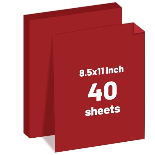 Papier cartonné rouge premium pour invitations et carterie - Lot de 40 feuilles épaisses