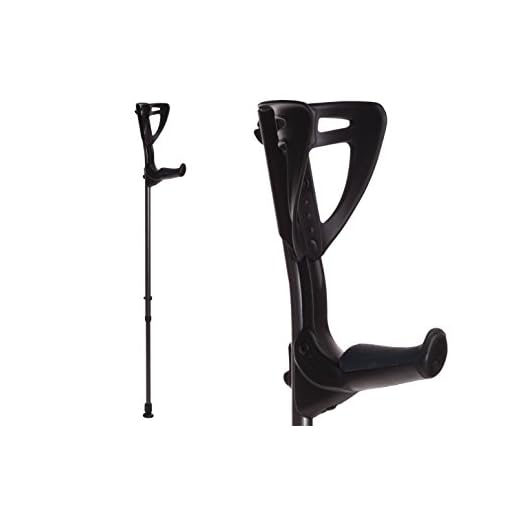 ErgoTech Lightweight Forearm Crutches By FDI (Size: 4'4-6'7) 1 Pair/2 Crutches Black