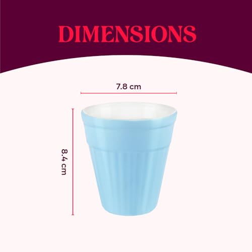 Image of Larah by BOROSIL 200ml 6pc Powder Blue Tea /Coffee Opalware Kulhad Set | Microwave & Dishwasher Safe | Bone-Ash Free | Crockery Set Ideal for Daily Use & Gifting | Multicolor (Blue)