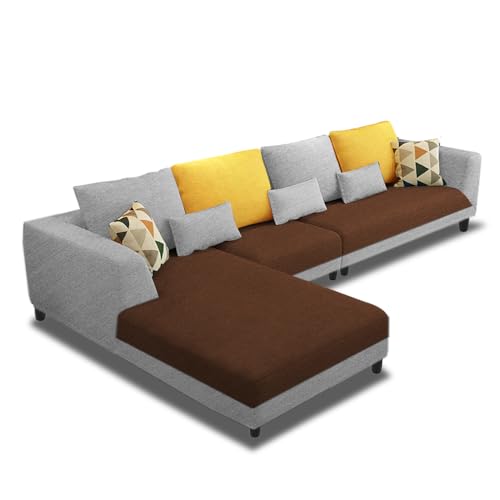 Image of Galib LHS 6 Seater L Shape Sofa Set for Living Room (Brown Grey Fabric) Premium Fabric Sofa