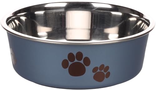 Hundenapf personalisiert aus Edelstahl S 450 ml Dunkelblau – rutschfest, leicht & hygienisch – Futter- & Wassernapf mit Namen für kleine Hunde & Katzen