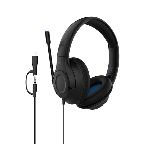 Image of Belkin SoundForm Inspire Wired Over-Ear Headset for Kids, Online Learning & Travel w /Built-in Boom Mic, 85dB Safe Volume Limit - USB-C & 3.5mm - Compatible w /iPhone, iPad, Galaxy & More - Black