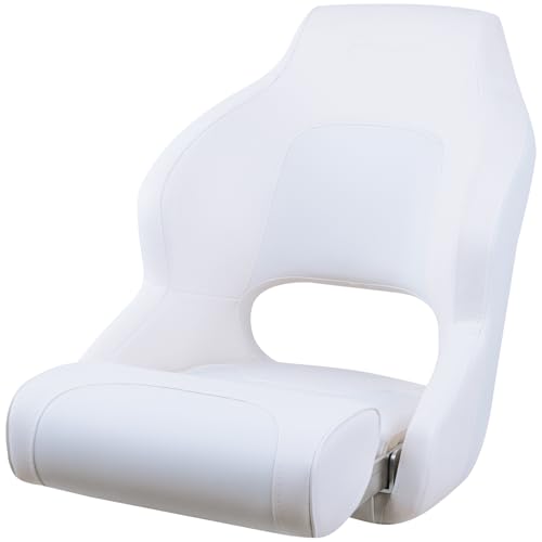 Seamander Premier Series Captain Bucket Seat with Flip Up Bolster, Boat Seat Suitable For Fishing and Pontoon boats