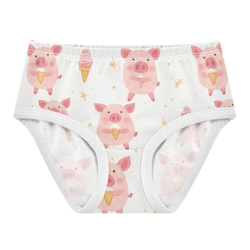 Wusikd Cute Pink Piggy Girls' Underwear Cotton Ice Cream Girls Briefs Soft Toddler Underwear 2T