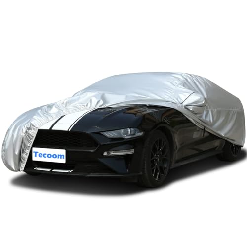 Tecoom Sport Car Cover Waterproof All Weather, Light Shell Car Covers for Autombilas Without Door Zipper & Mirror Pockets Windproof Sun Uv Hail Protector Car Cover Fit Coupe/Sport Car (183-193 Inches)