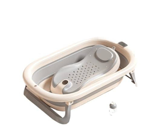 ベビーバス 折りたたみ 、新生児 0~36カ月頃 、滑り止め バスネットセット付き 簡易収納 赤ちゃん お風呂 浴槽 バスタブ 沐浴 シンク (【灰】,シングル洗面台+シャワーラック)