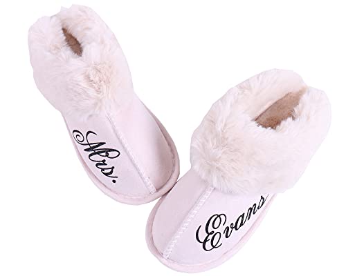 Wadbeev Personalized Bridal Slipper Womens Slipper Memory Foam Fluffy Soft Warm Slip On House Slippers,Anti-Skid Cozy Plush For Indoor Outdoor cover