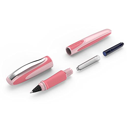 Image of Schneider Ray Cartridge Rollerball Pen, Blue Ink, Coral Barrel, Rubberize Grip, Medium Stainless Steel Tip, Refillable Ink Cartridge, 1 Each (187806)