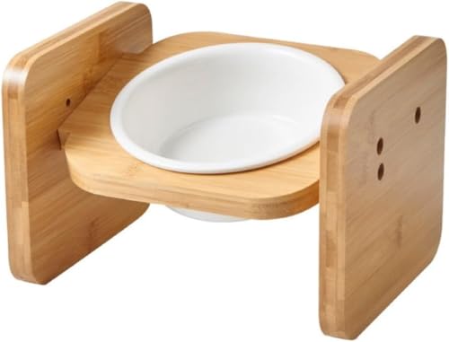 Vilom 猫用食器 猫フードボウル 陶器製 餌入れ 猫犬兼用 高さ付き食器スタンド ネコボウル ねこエサ入れ 餌台 おしゃれ 安定感 滑り止め付き 猫用ペット食器 (ボウル付き)