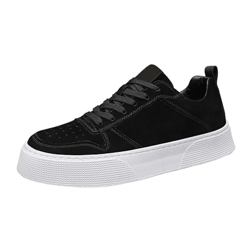 Zapatillas de skate para hombre, suela gruesa, zapatos elevadores de altura, con amortiguación, de lona, cómodas, modernas y ligeras, zapatos de ocio, Negro , 41 EU