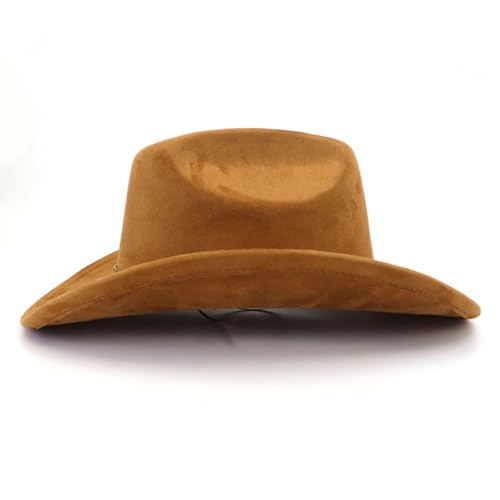 Image of Cowboy Hat Cowgirl Hat Men's & Women's Wide Brim Felt Fedora Hat with Buckle Belt Western Cowboy Hat for Women
