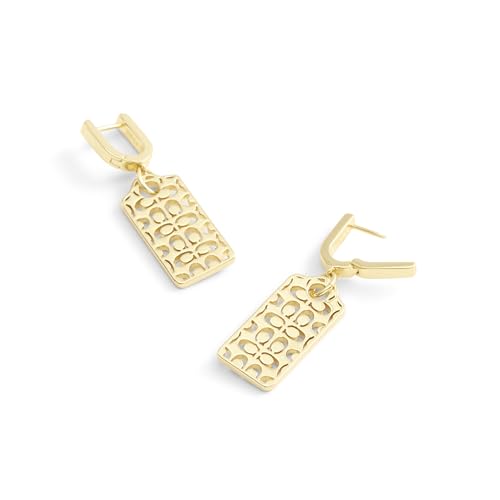 COACH Women's Signature Quilted Cut-Out Hangtag Charm Huggie Earrings2