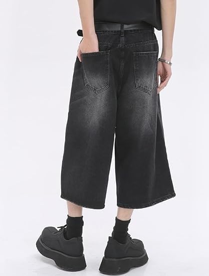 Long Jorts Y2k Hip Hop Jean Shorts Men Baggy Denim Shorts Loose Casual Vintage Wide Leg Designer Skater Shorts - Image 4