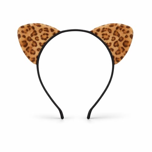 Mustavo Leopard Print Cat Ears on Headband World Book Day Cheetah Fancy Dress Costume Accessory Kids Adults Teachers Animal Print Design