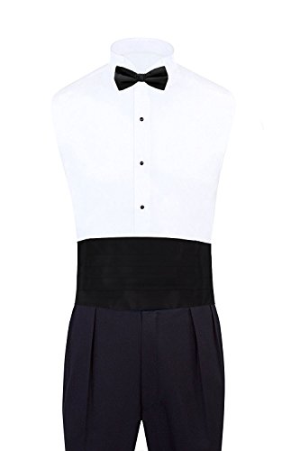 Cbund-Adf-19 - Mens Formal Woven Satin Cummerbund Pre-Tied Bowtie Hanky Set. #TOP1