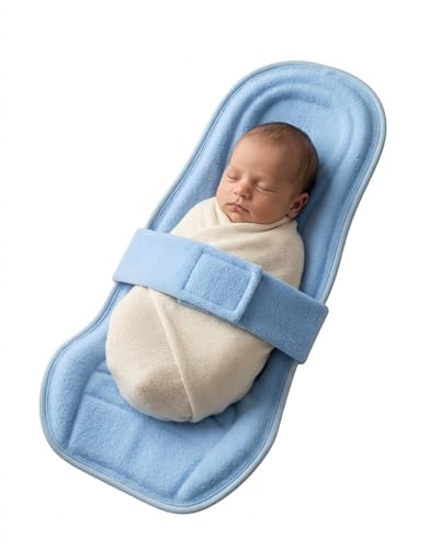 Image of 2-in-1 Reclined Carrying & Feeding Support Pillow | Strong Back Support | Indoor & Outdoor Use Cotton Blend, Ergonomic Design, 0-10 Months, Soft Cushioned Hard Support (Blue)