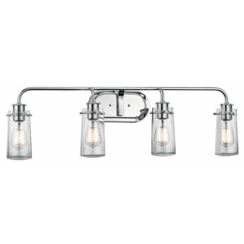 Image of KICHLER Braelyn 44 inch 4 Light Vanity Light with Clear Seeded Glass Chrome