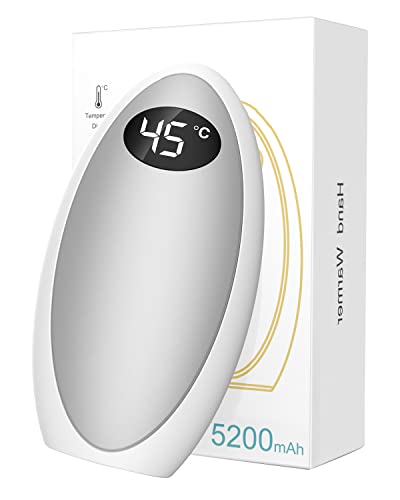 Jonwall Chauffe Main Rechargeable 5200mAh USB-C Réutilisable Chauffe Mains électriques Portable PowerBank, Chauffe-Mains Double Face Excellent Cadeau pour Femmes Hommes Argent Cover