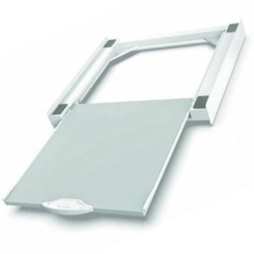 Meliconi Base Torre Pro L60, Kit de superposition pour lave-linge et sèche-linge avec une tablette coulissante en bois mélaminé et sangle de sécurité incluse. Blanc. Fabriqué en Italie.