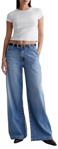 AG Women's Stella Mid Rise Wide Leg Palazzo Jean2