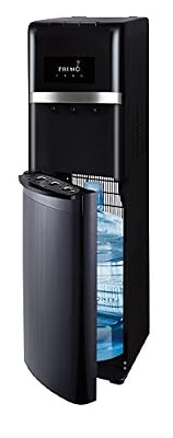Primo Bottom Loading Self-Cleaning Water Dispenser, 3 Temp (Hot-Cool-Cold) Water Dispenser for 5 Gallon Bottle w/Child-Resistant Safety Feature, Black with Black Stainless Door
