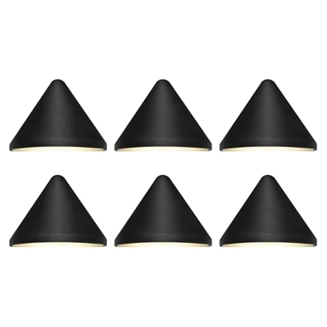 GKOLED Low Voltage Deck Post Lights, 12V Outdoor Triangular Fence Lighting Fixture, Landscape Accent Light, Die-cast Aluminum, Black Poder Coated, 3000K 6-Pack