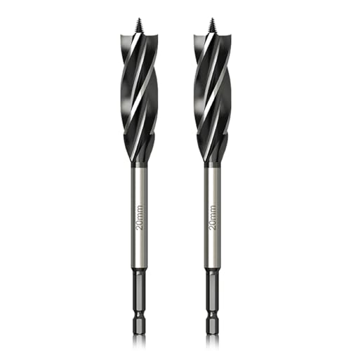 Meccion Professional Holzbohrer 20mm x 165mm x 2Pcs Schneckenbohrer Selbstvorschub mit 1/4 Zoll Sechskantschaft Holzarbeiten Schlangenbohrer