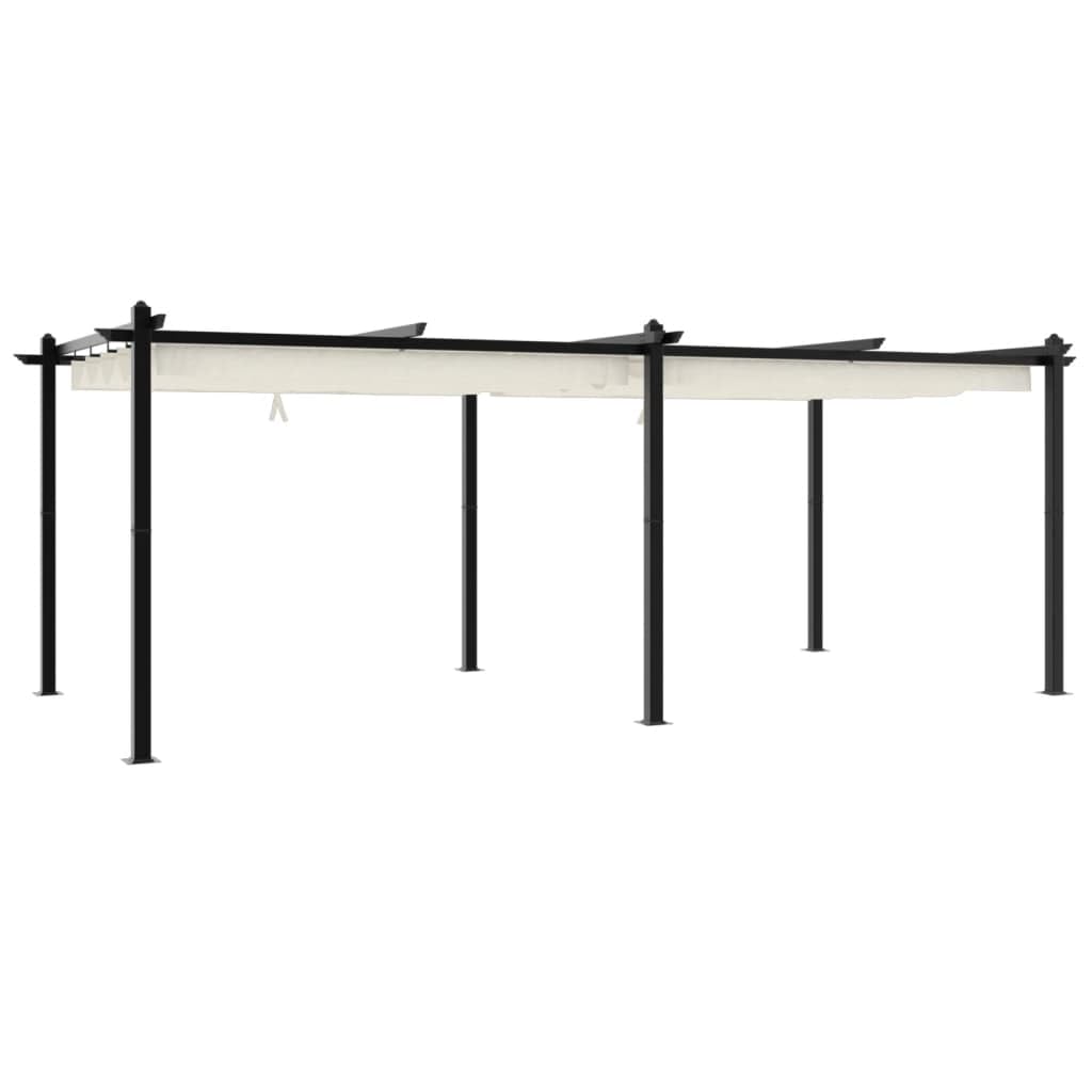 Pergola en aluminium - 3 x 6 m - Tonnelle de jardin avec toit extensible - Crème