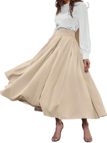 Women's 2025 Summer Casual Long Skirts Elegant Solid Color High-Waisted Maxi Skirt