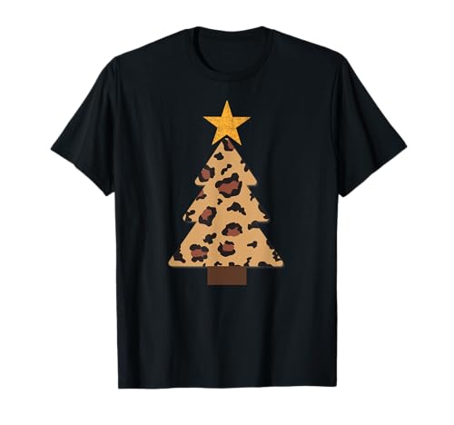 Cooles Weihnachtsbaum Leopard Gepard Fell Muster T-Shirt