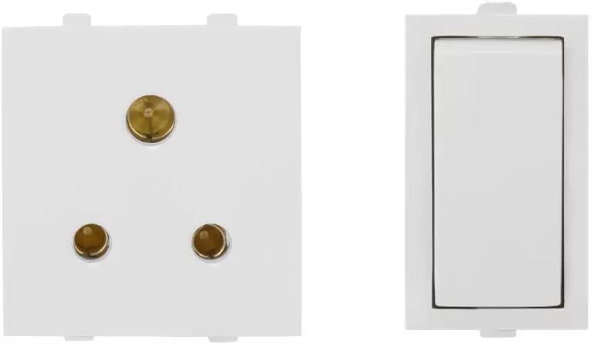 modular 6 amp switch and socket combo 6 a one way electrical switch (pack of 1 number of switches - 1)