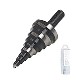 Jerax tools Broca de 1/4 a 1-1/8 escalones recta ranurada doble estriada, plástico